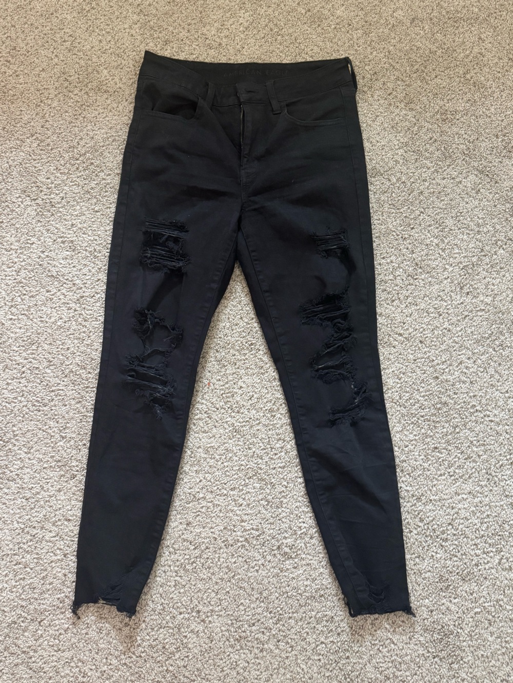 American Eagle Outfitters Black Distressed Skinny Jeans